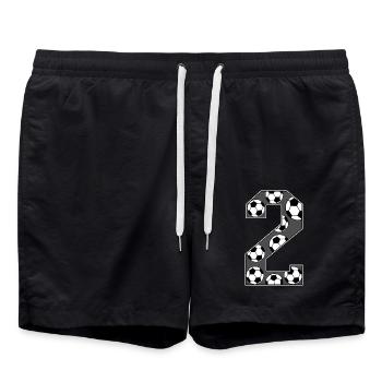 2 Geburtstag Fußball grau - Badeshorts - Schwarz - Vorne - AI Model Male 185 light (185cm)