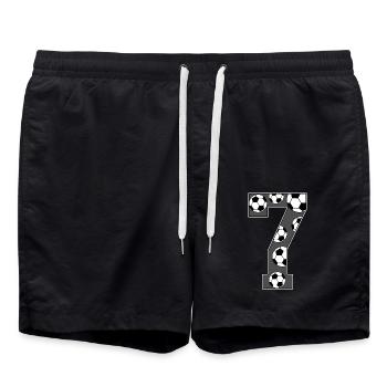 7 Geburtstag Fußball grau - Badeshorts - Schwarz - Vorne - AI Model Male 185 light (185cm)
