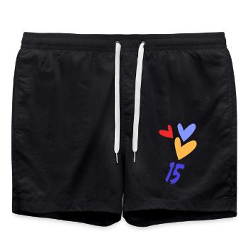 ALLES GUTE ZUM GEBURTSTAG. ALLES GUTE ZUM GEBURTSTAG. JAHRESTAG. - Badeshorts - Schwarz - Vorne - AI Model Male 185 light (185cm)