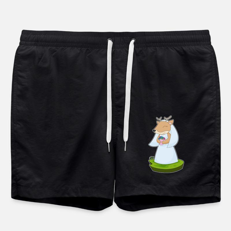 Deer Bride Bouquet Wedding - Swim Trunks - black
