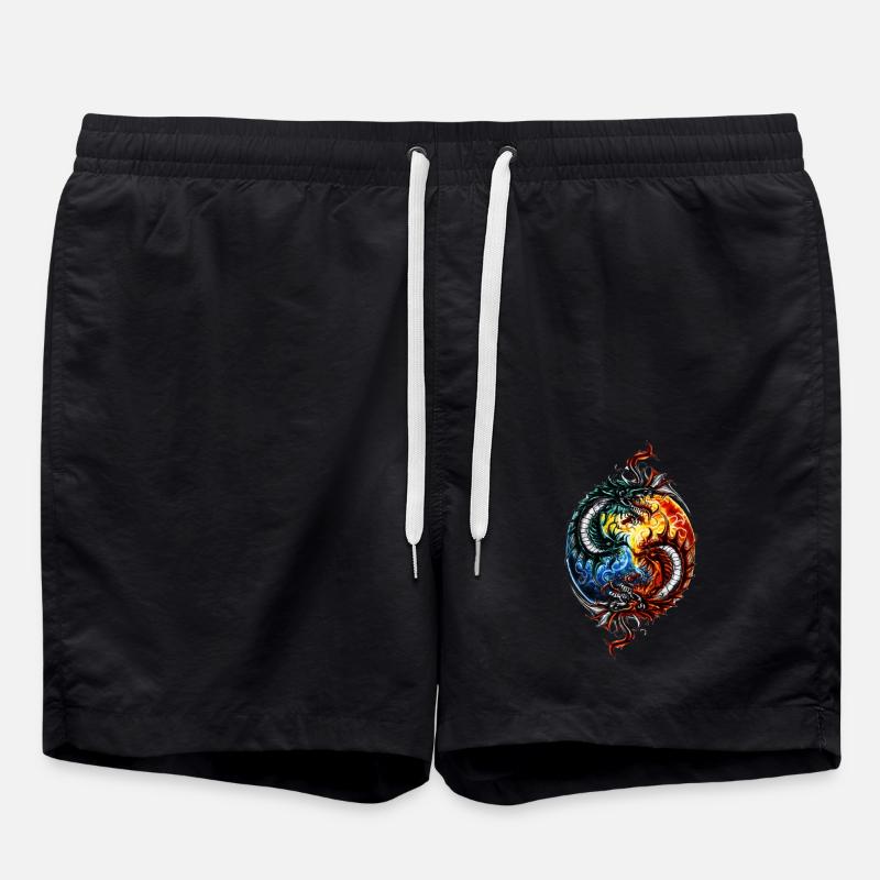 Yin Yang Drache - Badeshorts - Schwarz