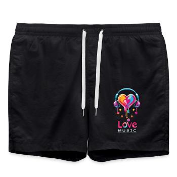 Love - Music casque audio - Short de bain - noir - Devant - AI Model Male 185 light (185cm)
