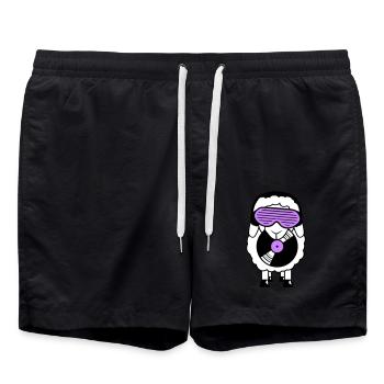 Cool DJ Schaf Schallplatte Party Club Musik Spaß - Badeshorts - Schwarz - Vorne - AI Model Male 185 light (185cm)