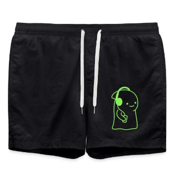 Mignon Horreur Fantôme Halloween Fantôme Écouter de la musique - Short de bain - noir - Devant - AI Model Male 185 light (185cm)