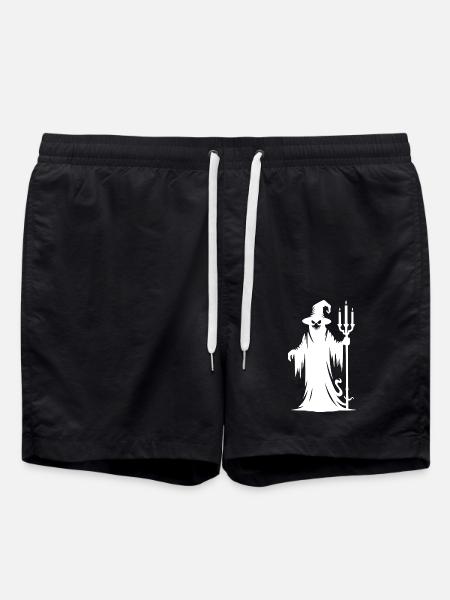 Halloween Monster with Candlestick - Swim Trunks - black
