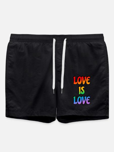 Rainbow Love is Love - Swim Trunks - black