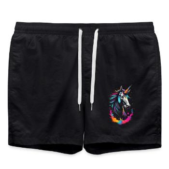 Licorne néon colorée - un paysage de rêve - Short de bain - noir - Devant - AI Model Male 185 light (185cm)
