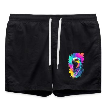 Aigle coloré dans le style Splash Art - Short de bain - noir - Devant - AI Model Male 185 light (185cm)