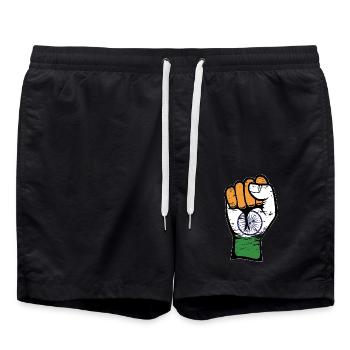 India flag fist used - Swim Trunks - black - Front - AI Model Male 185 light (185cm)