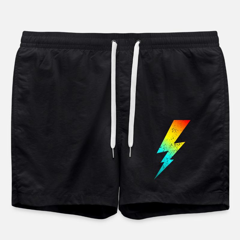 80s bolt lighting classic - Swim Trunks - black