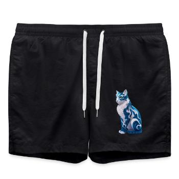 Mystische Spiralkatze - Badeshorts - Schwarz - Vorne - AI Model Male 185 light (185cm)