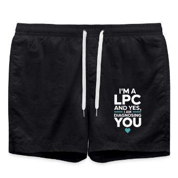 Psychologist Humor: Diagnosis Included - Swim Trunks - black - Front - AI Model Male 185 light (185cm)