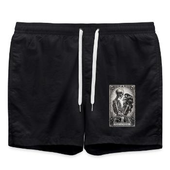 The Lovers Skeleton Gothic Tarot Art - Swim Trunks - black - Front - AI Model Male 185 light (185cm)