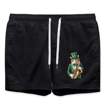 Katze - Badeshorts - Schwarz - Vorne - AI Model Male 185 light (185cm)