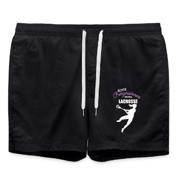 Echte Prinzessinnen spielen Lacrosse - Badeshorts - Schwarz - Vorne - AI Model Male 185 light (185cm)