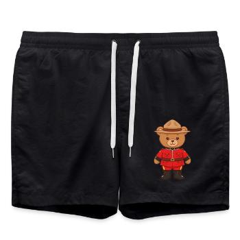 Ours en peluche Policier canadien Mountie - Short de bain - noir - Devant - AI Model Male 185 light (185cm)