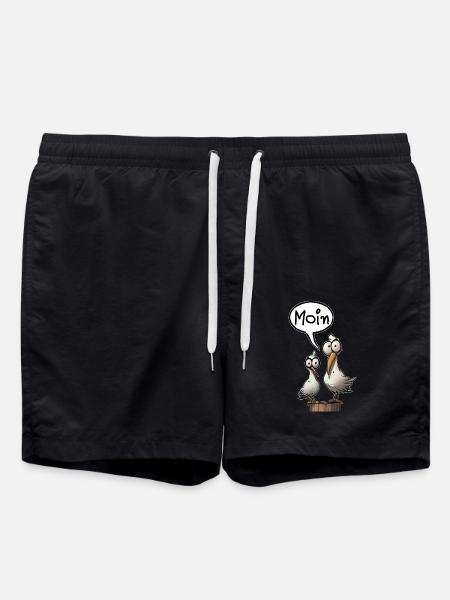 Möwe Möwen Spruch Moin Norddeutschland - Badeshorts - Schwarz