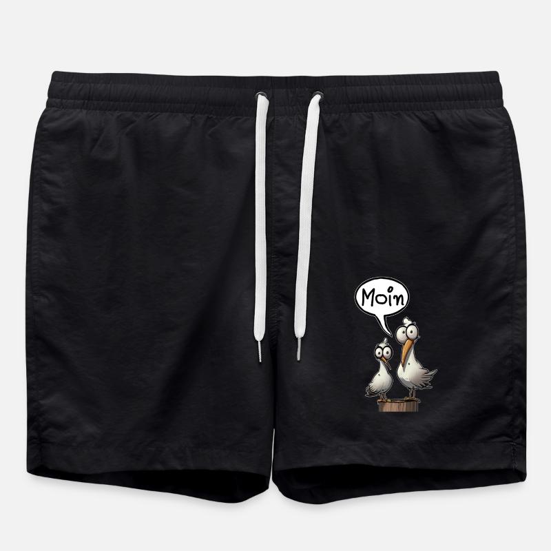 Möwe Möwen Spruch Moin Norddeutschland - Badeshorts - Schwarz