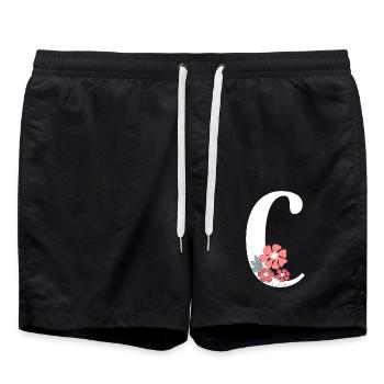 Buchstabe c minimalistische Blumen - Badeshorts - Schwarz - Vorne - AI Model Male 185 light (185cm)