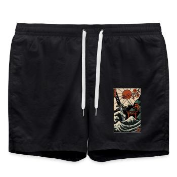 Japanischer Druck - Badeshorts - Schwarz - Vorne - AI Model Male 185 light (185cm)
