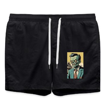 Zombie | Horreur | Effrayant | Halloween - Short de bain - noir - Devant - AI Model Male 185 light (185cm)