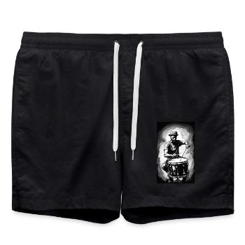 Schlagzeug | Trommel | Schlagzeuger | Musiker - Badeshorts - Schwarz - Vorne - AI Model Male 185 light (185cm)