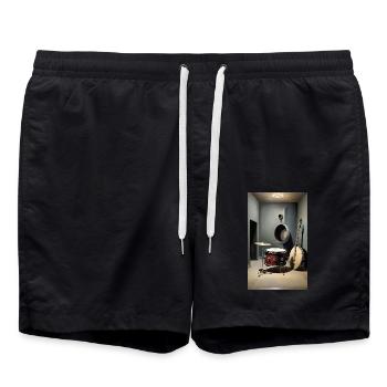 Schlagzeug | Trommel | Musiker | Band - Badeshorts - Schwarz - Vorne - AI Model Male 185 light (185cm)