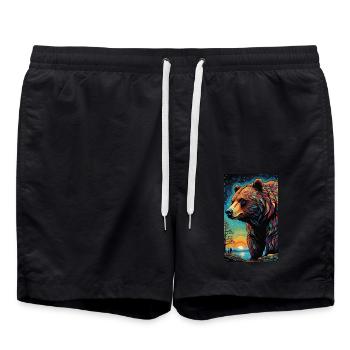 Bear | Brown Bear | Grizzly Bear | Animals - Swim Trunks - black - Front - AI Model Male 185 light (185cm)