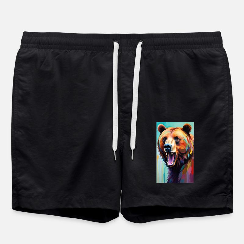 Ours | Ours brun | Grizzli | Animaux - Short de bain - noir