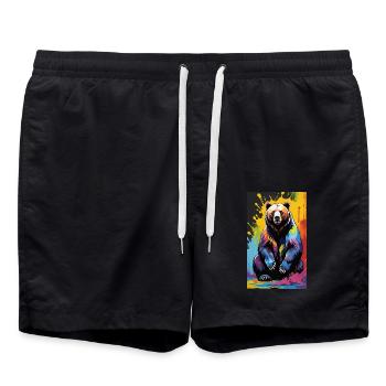 Bear | Brown Bear | Grizzly Bear | Animals - Swim Trunks - black - Front - AI Model Male 185 light (185cm)