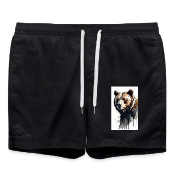 Bear | Brown Bear | Grizzly Bear | Animals - Swim Trunks - black - Front - AI Model Male 185 light (185cm)