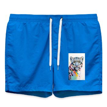 Snow Leopard | Leopard | Predator - Swim Trunks - cobalt blue - Front