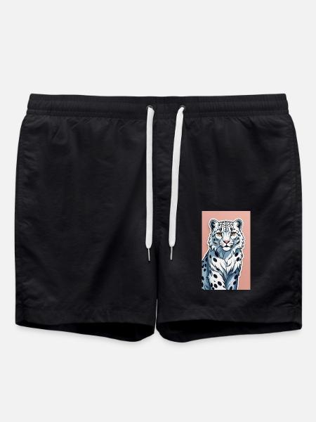 Snow Leopard | Leopard | Predator - Swim Trunks - black