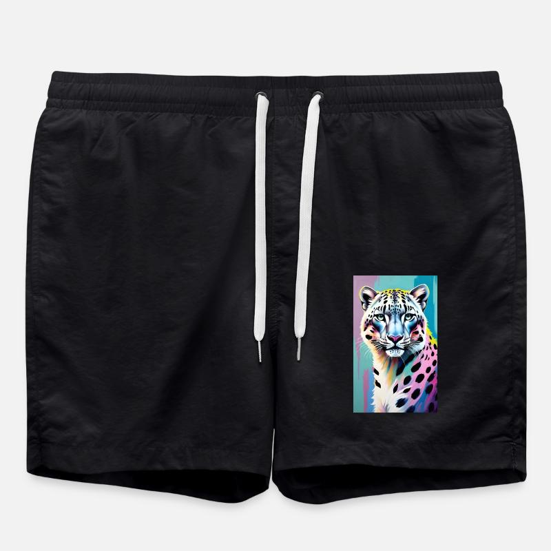 Schneeleopard | Leopard | Raubtier - Badeshorts - Schwarz