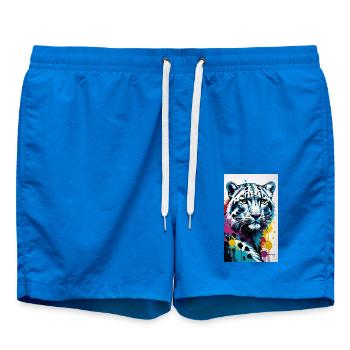 Snow Leopard | Leopard | Predator - Swim Trunks - cobalt blue - Front
