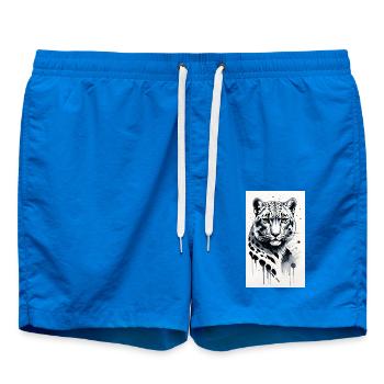 Snow Leopard | Leopard | Predator - Swim Trunks - cobalt blue - Front