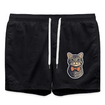 Un chat mignon portant un nœud papillon - Short de bain - noir - Devant - AI Model Male 185 light (185cm)