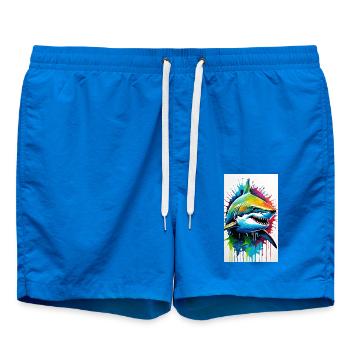 Shark | Great White Shark | Sea Creature | Fish - Swim Trunks - cobalt blue - Front