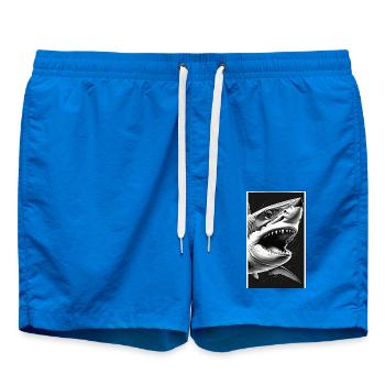 Shark | Great White Shark | Sea Creature | Fish - Swim Trunks - cobalt blue - Front