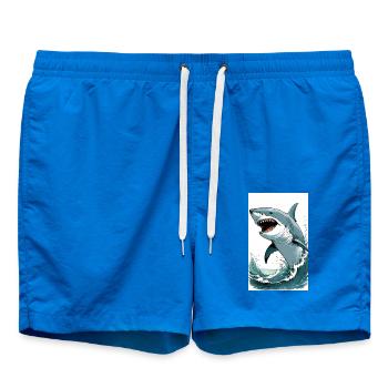 Shark | Great White Shark | Sea Creature | Fish - Swim Trunks - cobalt blue - Front