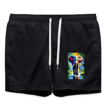 Elefant | Wildtier | Afrika | Kindermotive - Badeshorts - Schwarz - Vorne - AI Model Male 185 light (185cm)