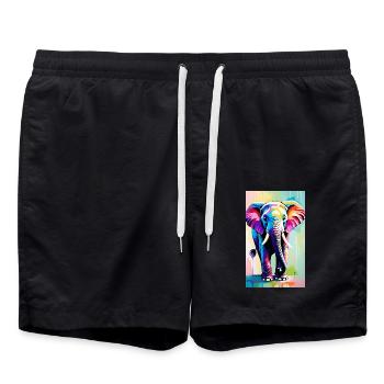 Elefant | Wildtier | Afrika | Kindermotive - Badeshorts - Schwarz - Vorne - AI Model Male 185 light (185cm)