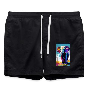 Elefant | Wildtier | Afrika | Kindermotive - Badeshorts - Schwarz - Vorne - AI Model Male 185 light (185cm)