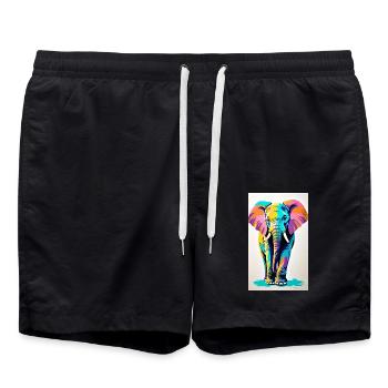 Éléphant | Animal sauvage | Afrique | Motifs pour enfants - Short de bain - noir - Devant - AI Model Male 185 light (185cm)