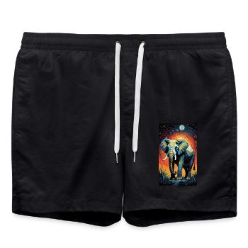 Elefant | Wildtier | Afrika | Kindermotive - Badeshorts - Schwarz - Vorne - AI Model Male 185 light (185cm)