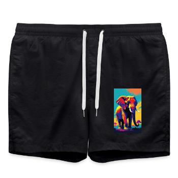 Elephant | Wild Animal | Africa | Children's motifs - Swim Trunks - black - Front - AI Model Male 185 light (185cm)