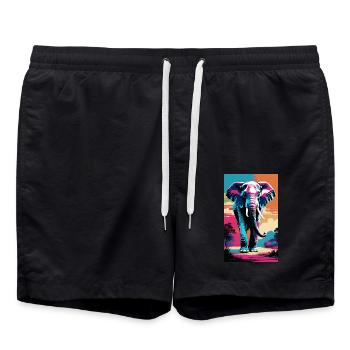 Elefant | Wildtier | Afrika | Kindermotive - Badeshorts - Schwarz - Vorne - AI Model Male 185 light (185cm)