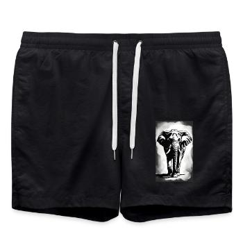 Elephant | Wild Animal | Africa | Children's motifs - Swim Trunks - black - Front - AI Model Male 185 light (185cm)