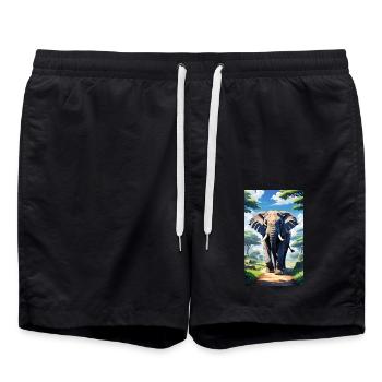 Elefant | Wildtier | Afrika | Kindermotive - Badeshorts - Schwarz - Vorne - AI Model Male 185 light (185cm)