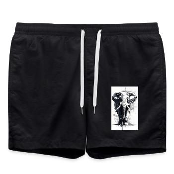 Elephant | Wild Animal | Africa | Children's motifs - Swim Trunks - black - Front - AI Model Male 185 light (185cm)
